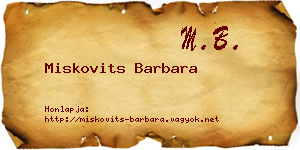Miskovits Barbara névjegykártya
